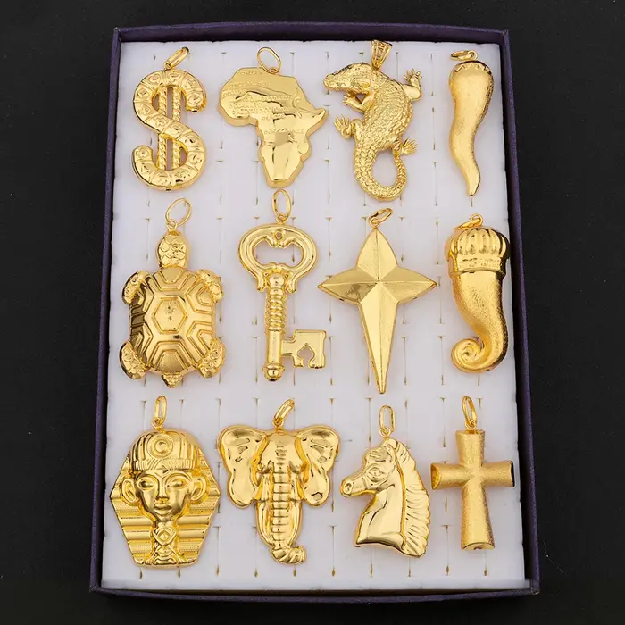 Pendentif de personnalité Hip Hop couleur or