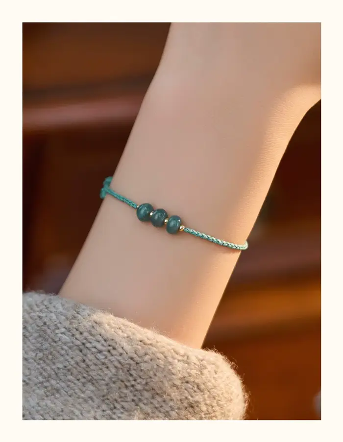 Bracelet porte-bonheur en argent S925 avec jade bleu naturel, style chinois, pour femme, pour la cha