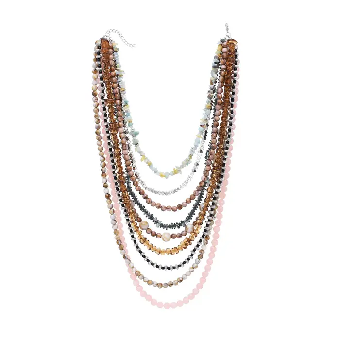 Collier multicouche de perles colorées pour femmes