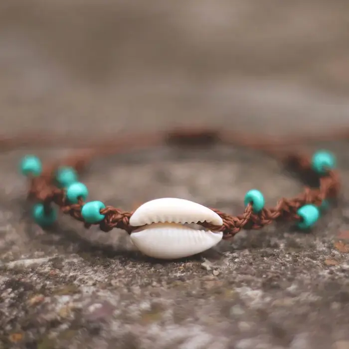 Noter bohême macramé Bracelet réglable unisexe plage coquille Braslet 4mm bleu Howlite Bracelet à la