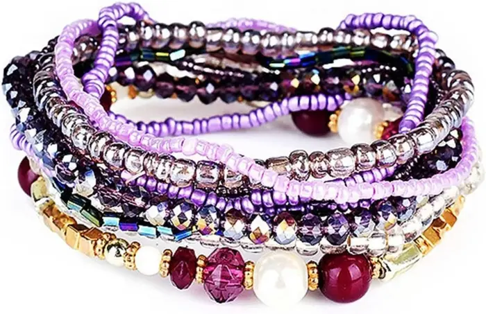 Bracelets empilables en perles de cristal bohème