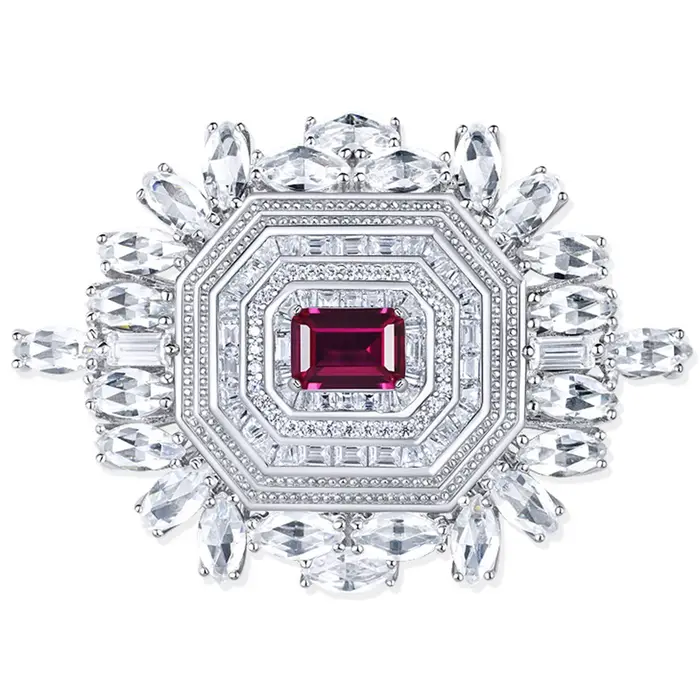 Wuiha 925 argent Sterling laboratoire saphir rubis haute teneur en carbone diamant pierres précieuses broche broches Corsage Cocktail collier bijoux fins