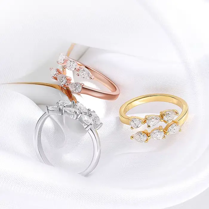 Smyoue – bague Moissanite certifiée goutte d'eau pour femmes