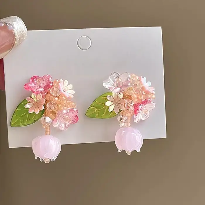 Boucles d'oreilles en résine fleuries pour femmes romantiques mignonnes accessoires de vacances bijoux de styliste cadeaux de fête occaions spéciales