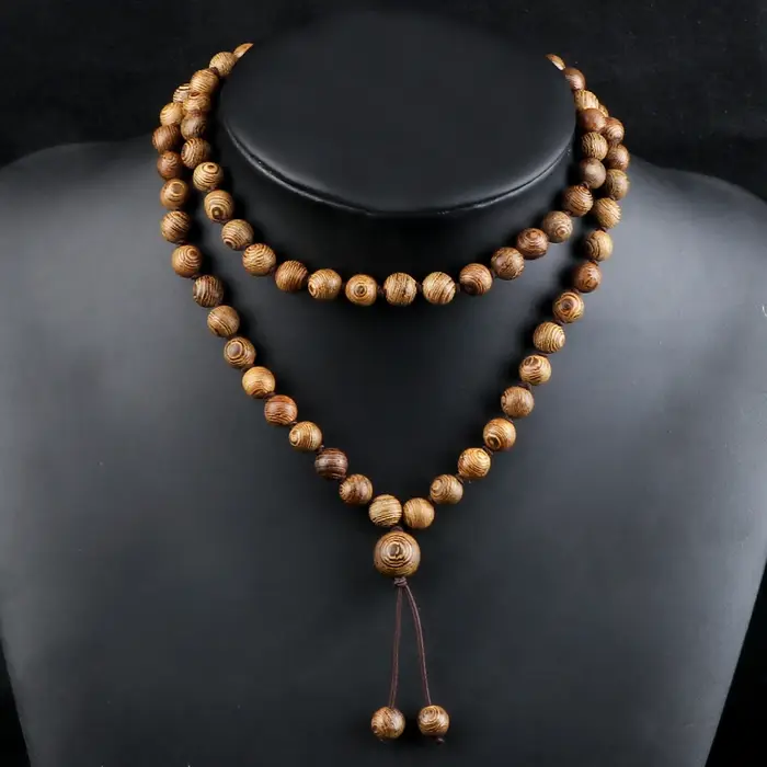 Collier de perles de 6 à 8mm en bois fait à la main pour hommes et femmes, collier de méditation, yoga et occasions spéciales