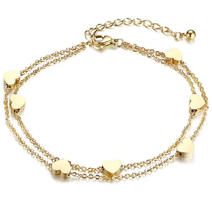Bracelets en acier inoxydable avec breloque Double coeur pour femmes et filles variété de couleurs bijoux de déclaration pour occasions spéciales