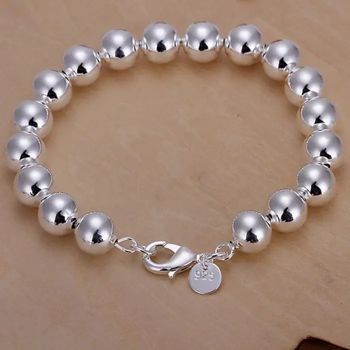 Bracelets en argent Sterling 925, perles de 4 à 14mm, chaîne à breloques à la mode, bijoux de haute 