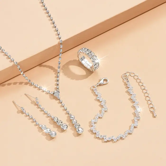 Ensemble de bijoux de bal en argent pour femmes