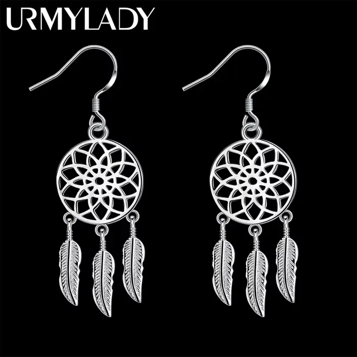 Boucles d'oreilles attrape-rêves en argent Sterling 925 pour femmes, accessoires de fête de mariage,