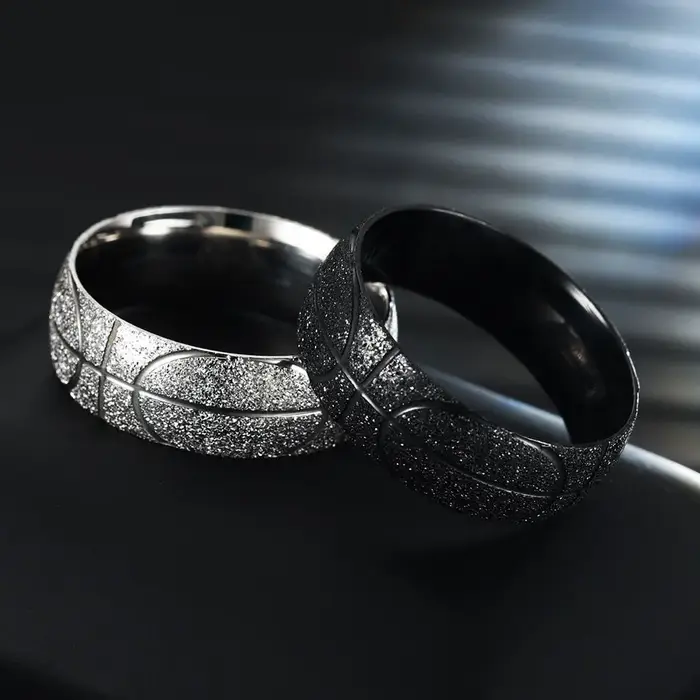 Bague de sport de basket-ball en acier inoxydable pour hommes et femmes
