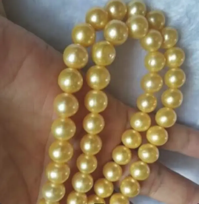 Collier de perles d'or naturelles rondes des mers du Sud, 18 pouces, 20 pouces, 24 pouces, 35 pouces, AAAA, 10-11mm, 14K