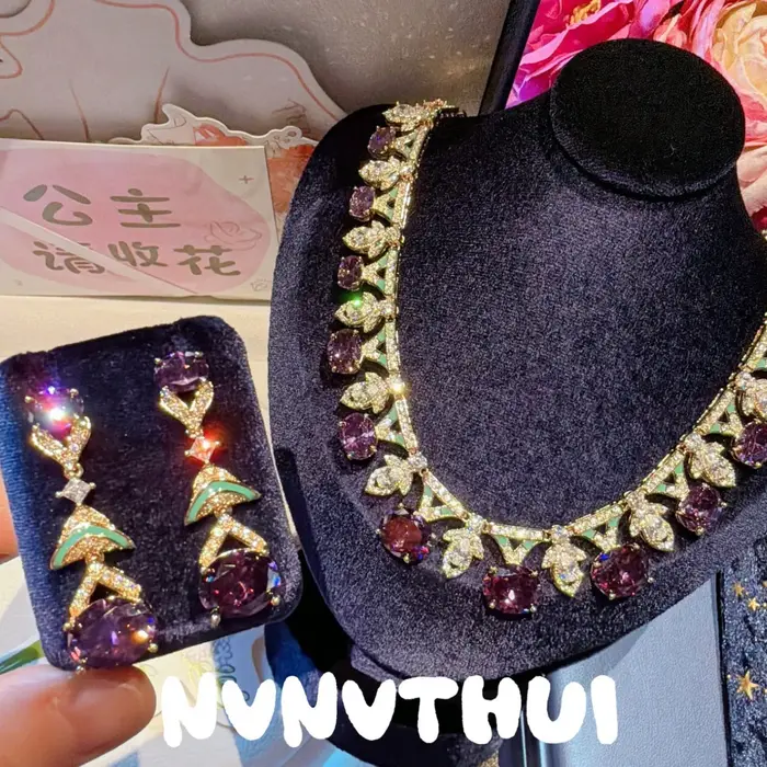 Ensembles de bijoux en zirconium blanc, bleu, violet et vert pour femmes occasions spéciales soirée élégantes