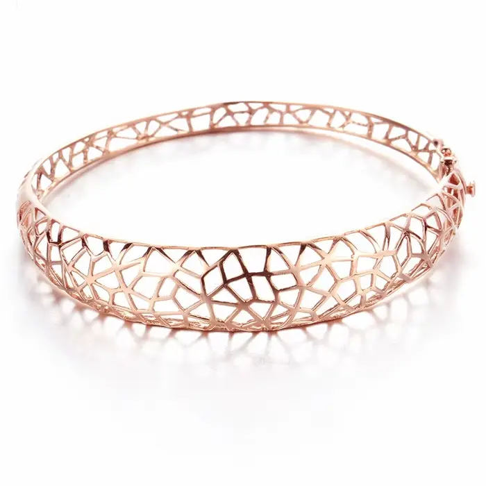Bracelet à breloques creux en or violet pour femme, classique, léger, luxe, version large, or rose 1