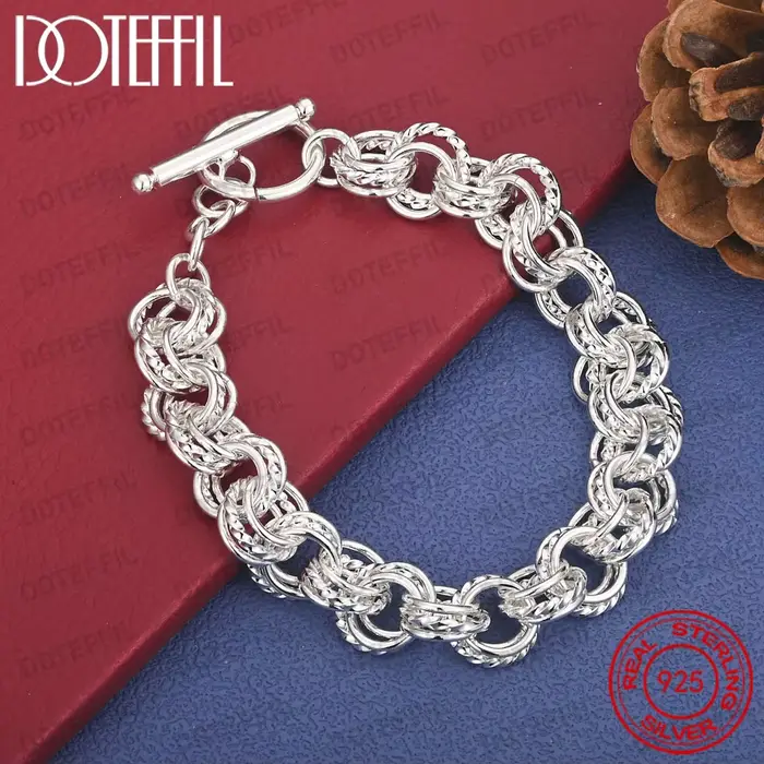 Bracelet délicat multi-boucles en argent sterling 925 de 8 pouces pour hommes et femmes, cadeau de f