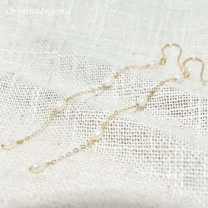 Boucles d'oreilles en perles naturelles remplies d'or 14K
