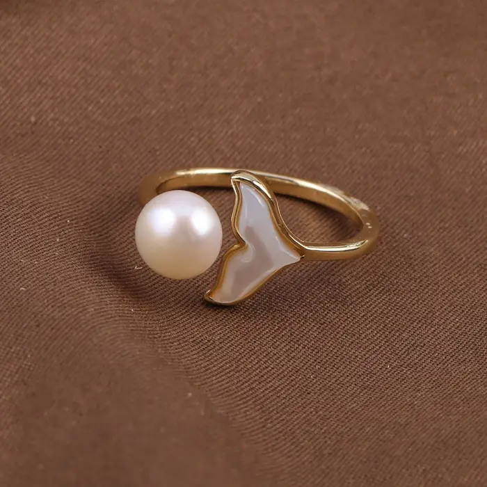 Bagues en perles d'eau douce naturelles plaquées or pour femmes