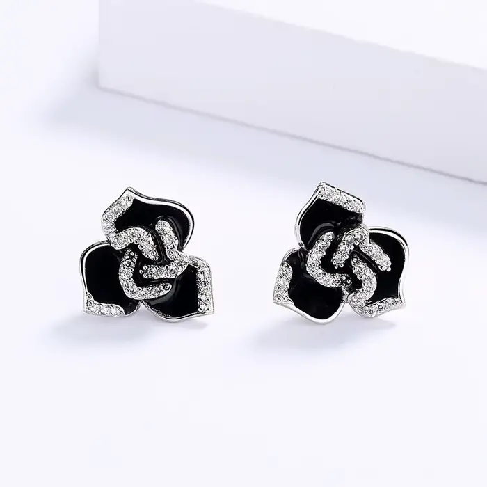 Boucles d'oreilles pendantes fleur en argent 2024 pour femmes