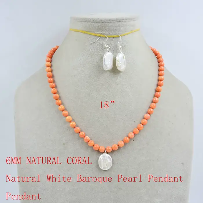 grosses soldes! !! Ensemble de bijoux en corail, collier, boucles d'oreilles, bracelet, élégant, pou