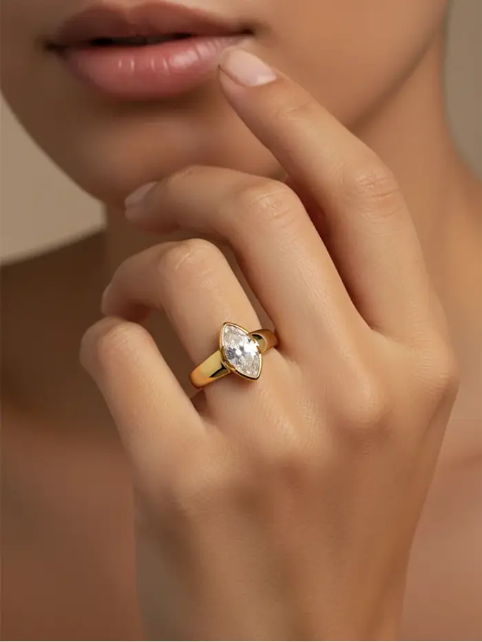 Bague en argent Sterling 925 en Zircon Marquise brillant