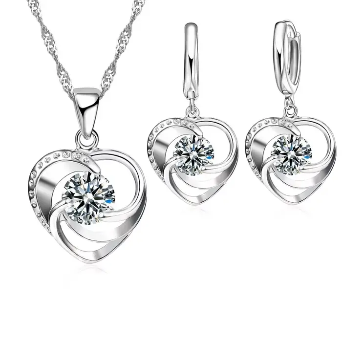 Ensemble de boucles d'oreilles et collier estampillés en argent Sterling 925, longue chaîne, Style r
