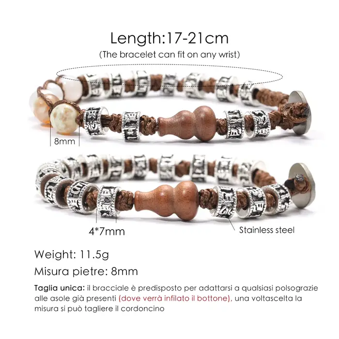 Bracelet tibétain fait à la main pierre semi-précieuse alliage de zinc style religieux bouddhisme tibétain cadeau symbolique pour femmes hommes occassions spéciales meditation guerison chance paix