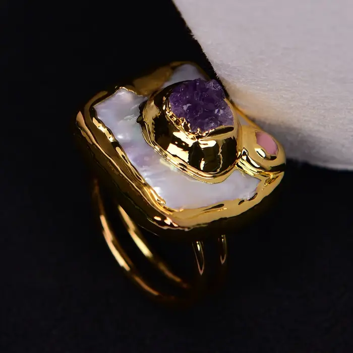 GG – bague Druzy en améthyste violette