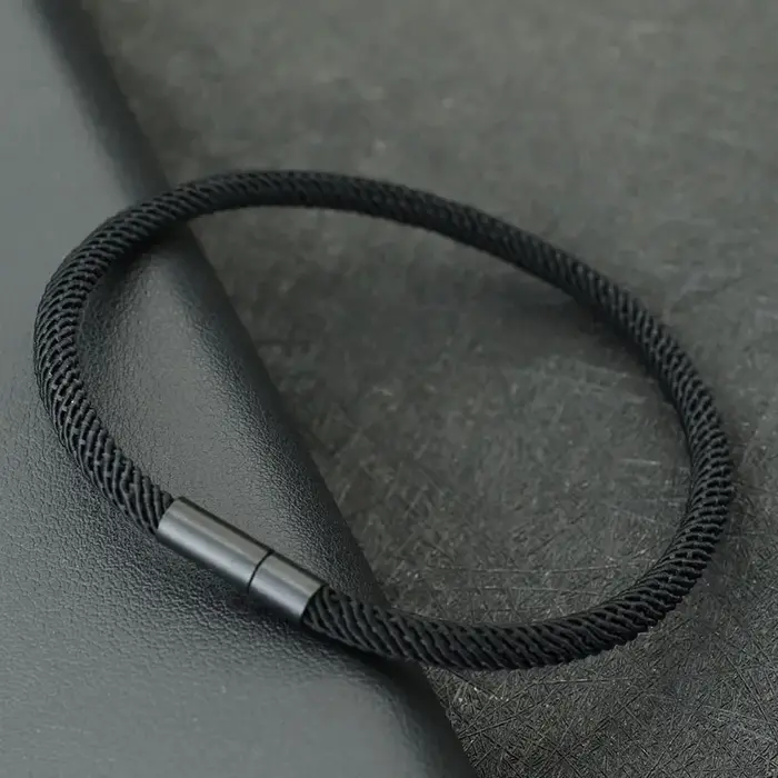 Bracelet à fil minimaliste pour hommes et femmes, en tissu à boucle noire, plusieurs couleurs et tai