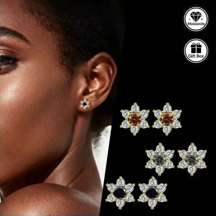 LAMVOICE Bijoux pour femmes/boucles d'oreilles avec moissanite de 1 carat, boucles d'oreilles hypoallergéniques, cadeau de Noël, bijoux de haute qualité