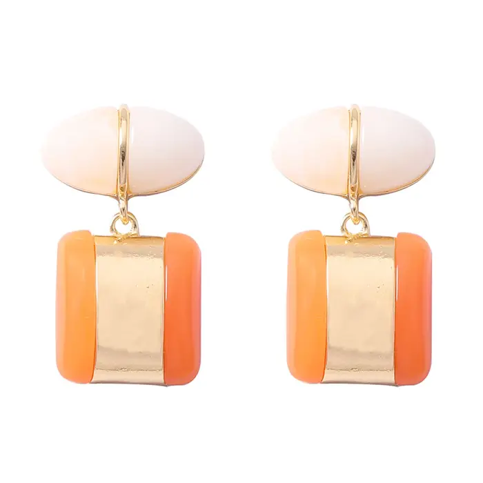 Nouvelles Boucles d'Oreilles Pendante Géométriques en Résine Orange 2026 pour Femme, Style Bohème, B