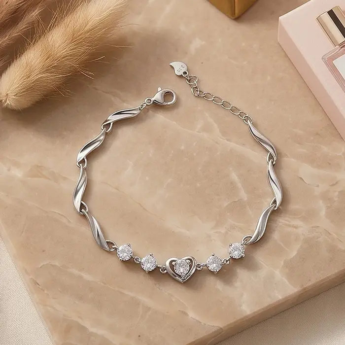 Bracelet à maillons ondulés torsadés pour femmes