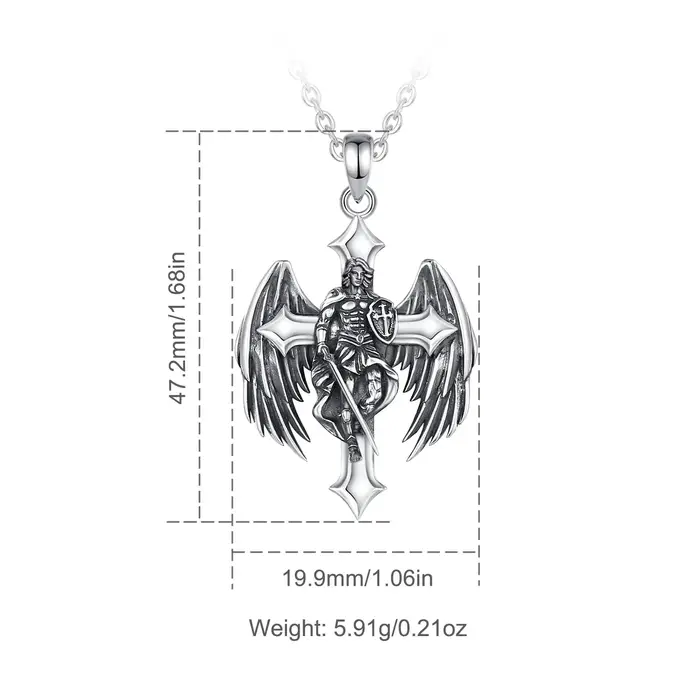 Eudora 925 argent Sterling Saint Michel archange collier Vintage croix bouclier pendentif pour hommes femmes chrétien bijoux cadeau