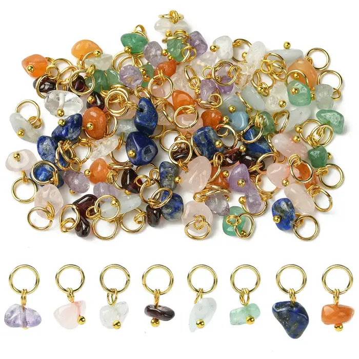 Pendentifs en pierres précieuses naturelles, 80 pièces, 8 Styles, breloques en pépites pour Bracelet