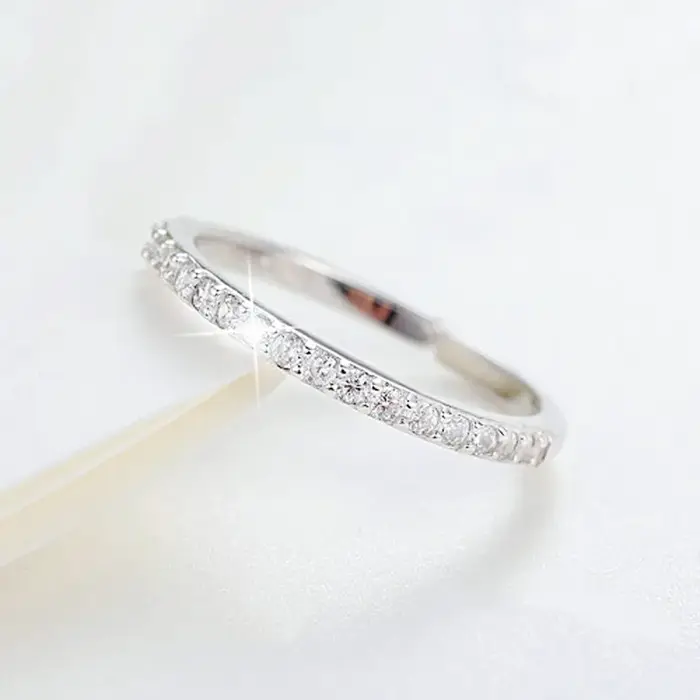 Bagues en argent Sterling 925 en Zircon à une rangée pour femmes, accessoires de bijoux de luxe de s
