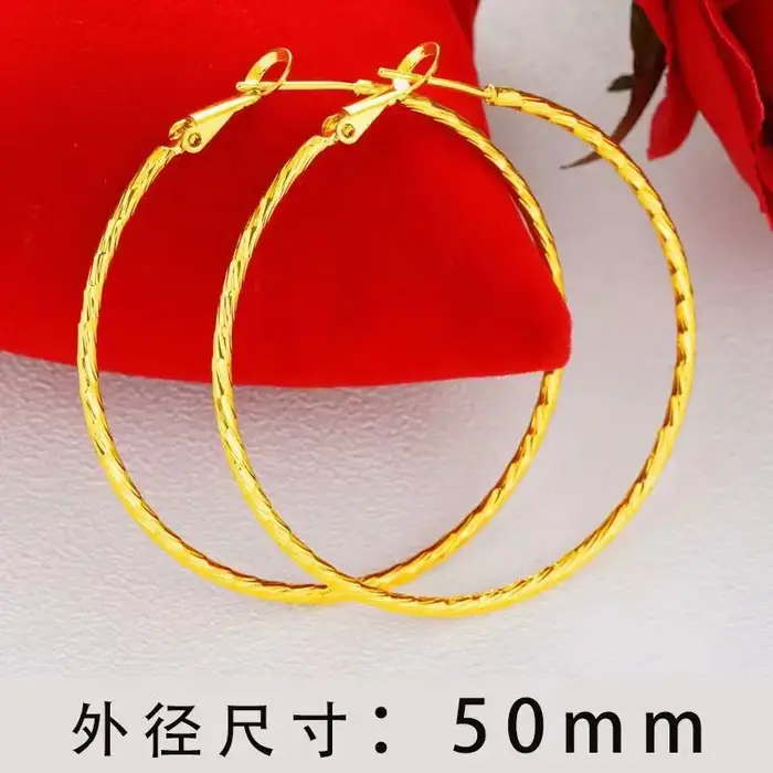 Boucles d'oreilles créoles rondes en or 24 carats AU999