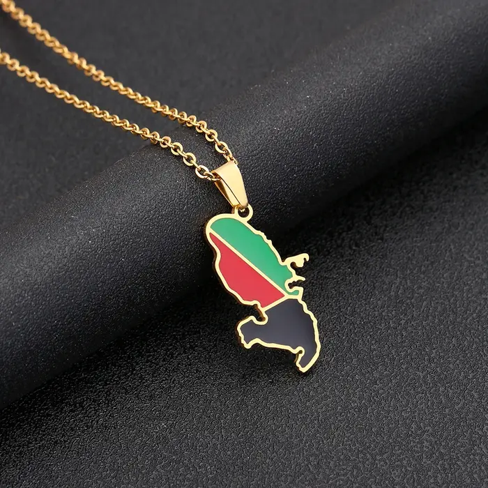 France Martinique carte drapeau pendentif collier en acier inoxydable pour femmes hommes or argent c