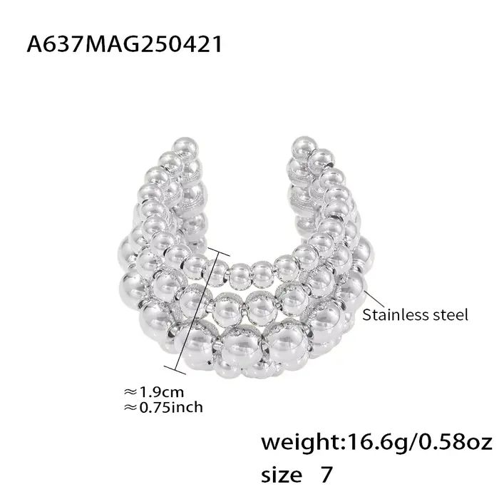 Bague de perles multicouches en acier inoxydable plaqué or 18 carats, étanche, sans ternissement, an