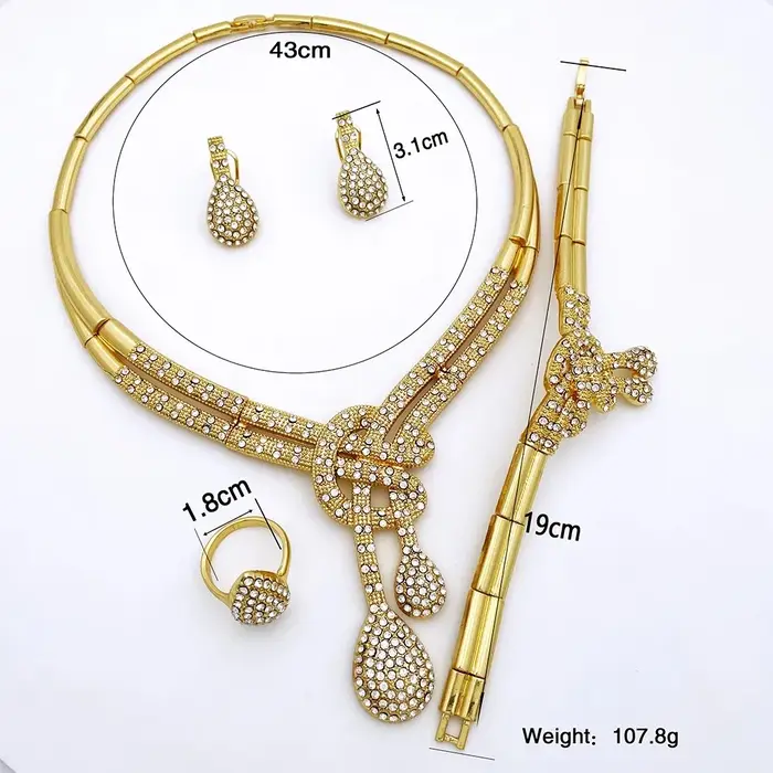 Ensemble de bijoux couleur or dubaï pour femmes