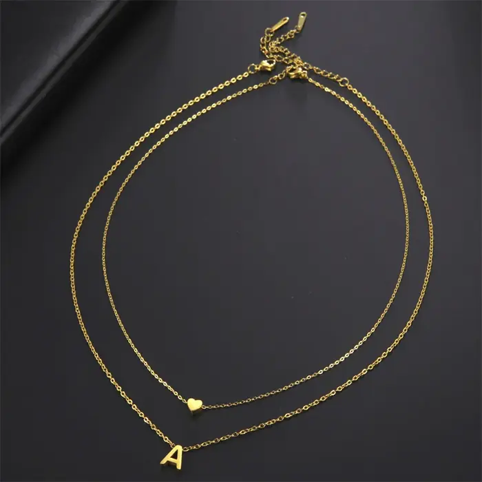 Collier avec initiale en forme de petit cœur pour femmes bijoux personnalisés acier inoxydable blanc noir occasion spéciale cadeau amitié mariage anniversaire