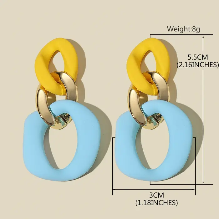 Boucles d'oreilles jaunes AYAYOO style bohème pendantes avec motifs géométriques pour femmes grandes occasions et looks modernes