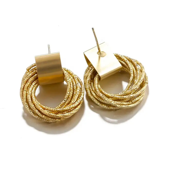 Greatera deux tons anneau Huggie boucles d'oreilles pour femmes plaqué or métal géométrique rond cer