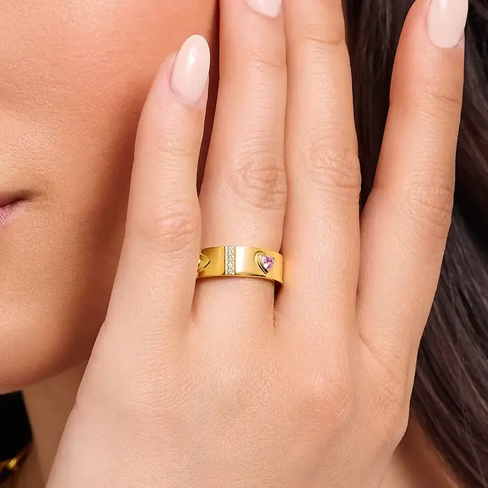 Bague en or avec divers Motifs cosmiques