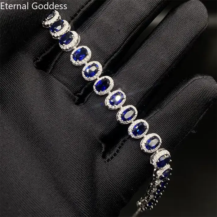 Bracelet en argent saphir Lankan pour femme, bijoux de luxe, naturel, valeur, mariage, cadeaux roman