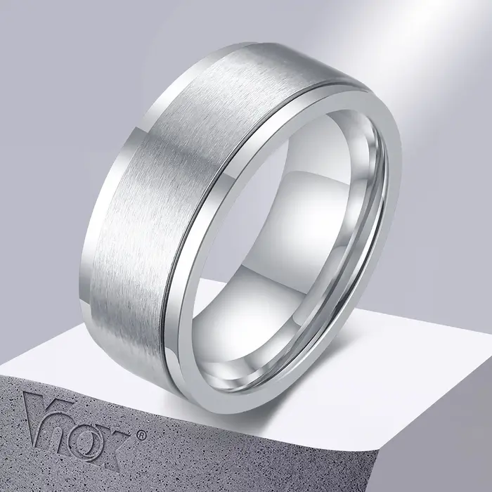 Vnox- Bague Spinner 6/8mm pour Homme