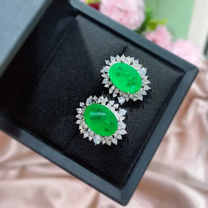 GICA GEMA – boucles d'oreilles Tourmaline bleu vert, en argent Sterling 925 véritable, 10x14mm, oval