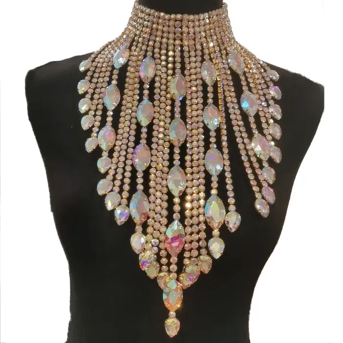 CuiEr-Collier à pompon irrégulier en cristal AB pour femme, superbe tour de cou, bijoux brillants, b