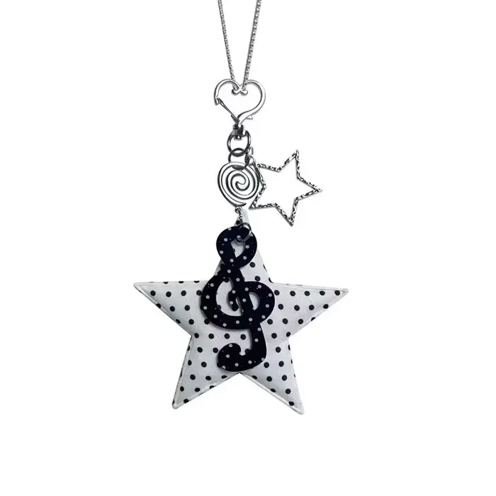 Collier pendentif coréen à pois et étoiles, style vintage, dessin animé Harajuku, esthétique Y2K, ac