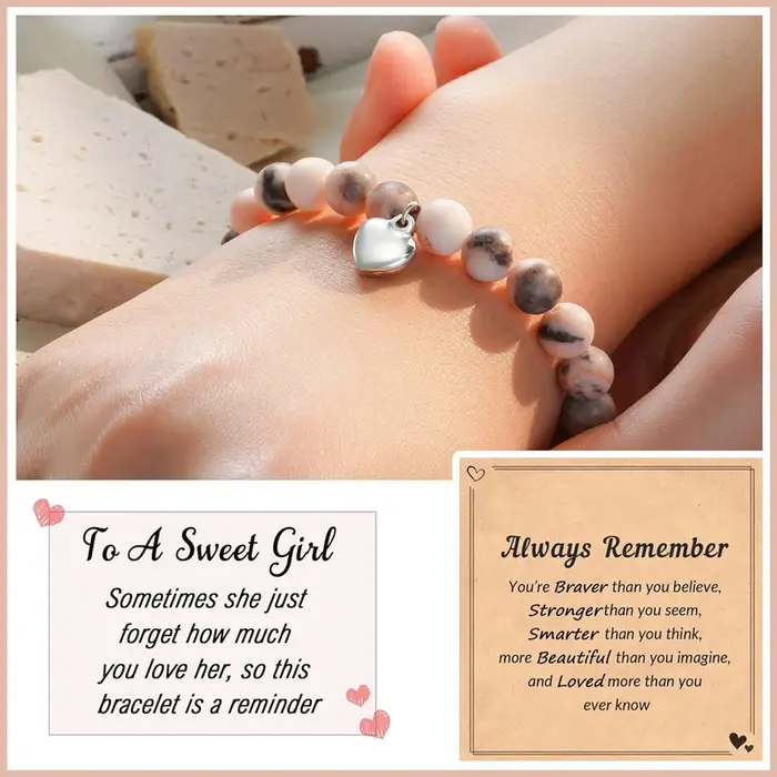 Bracelets en pierre naturelle RUIYI avec carte de citation pour adolescentes cadeau mode femmes occasions spéciales