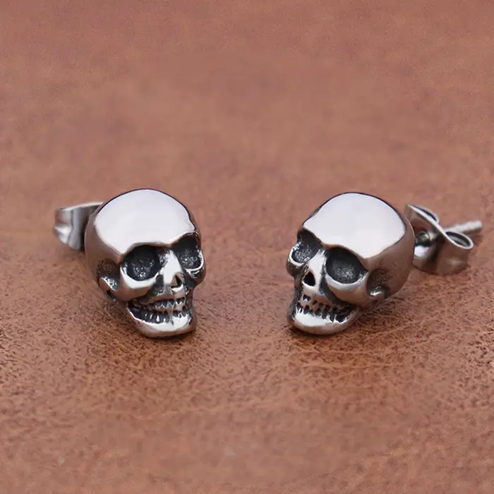 Punk Rock Skull Stud Boucles d'oreilles en acier inoxydable pour hommes et femmes