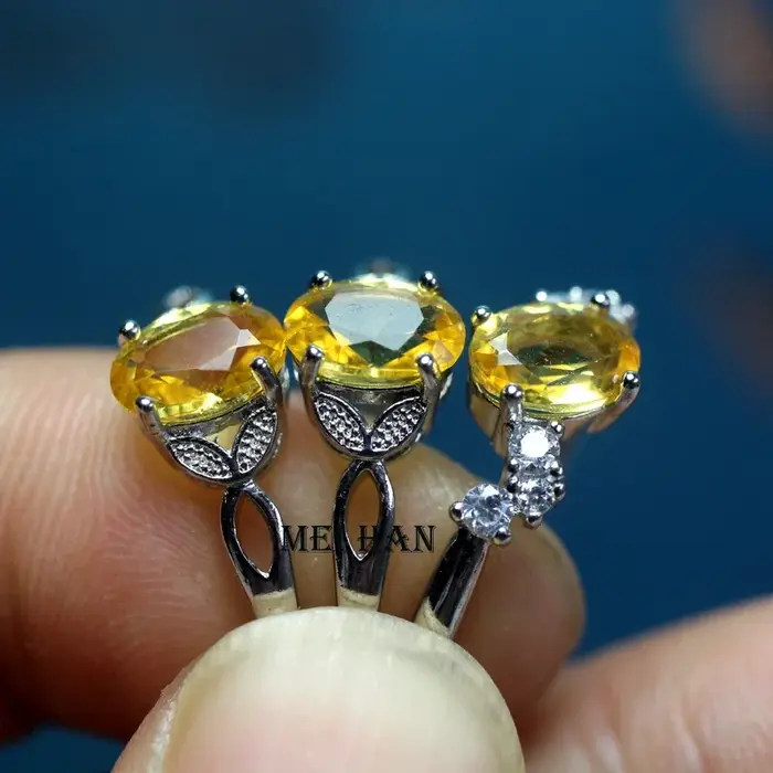 Bague ajustable Meihan Arcane en améthyste et citrine 5x7mm pour femme, perles ovales naturelles, fa
