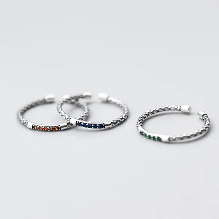 Bagues Serpentine en argent Sterling 925 pour femmes, pierres précieuses Zirconium bleu rouge verte, bijoux de cocktail classiques pour événements formels
